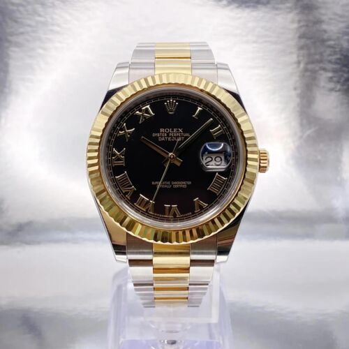 Montre automatique Rolex Datejust II 116333 or jaune acier cadran noir romain - Photo 2 sur 7