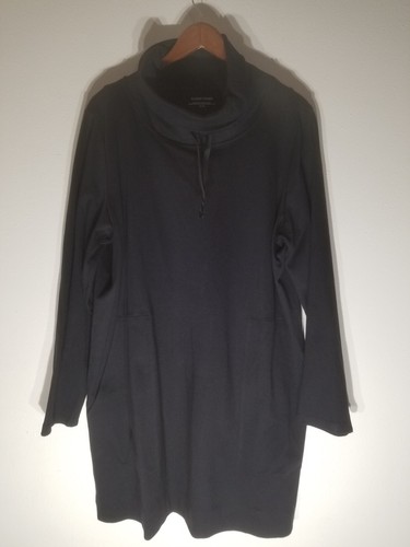 Eileen Fisher Organic Cotton Interlock Funnel Neck Tunic Black Size XL NWT $168 - Picture 2 of 13