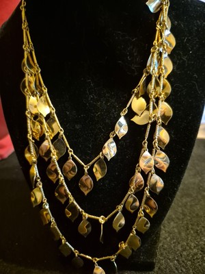 VINTAGE VENDOME H-A GOLDTONE 3 LAYERED NECKLACE