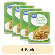 4 Pack Apple Pie Filling or Topping 21oz Cans Dessert Baking Fruit Mix Ready Use