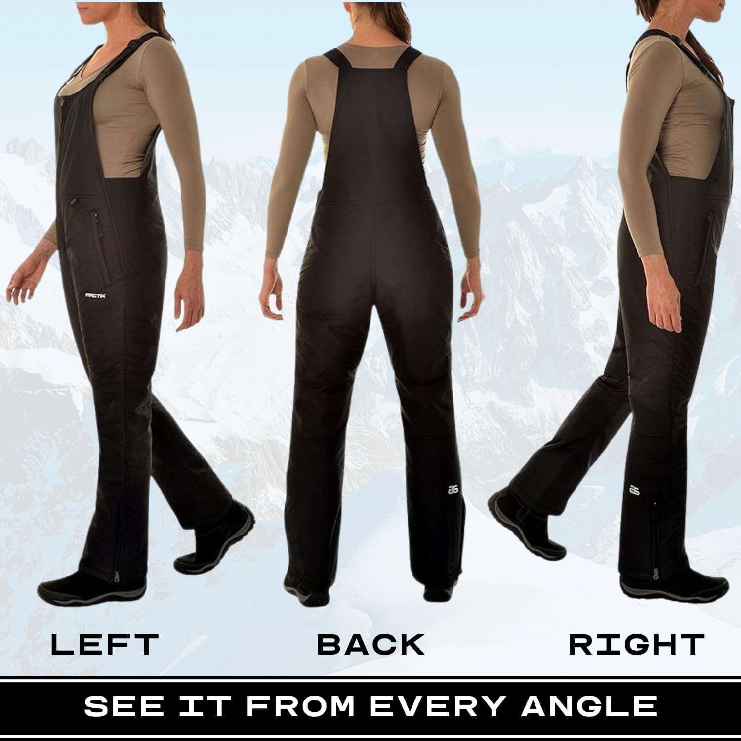 Women's Essential Insulated Ski Bibs, Water Resistant Snow Pants for Skiing &... thumbnail 4