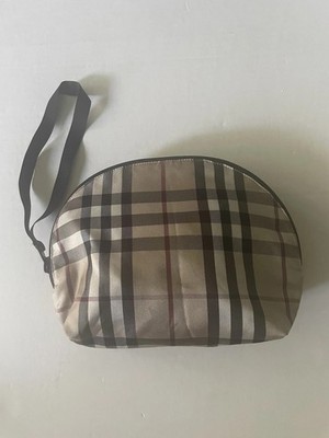 Burberry Pouch Bag Nova Check Black Beige Nylon Wristlet