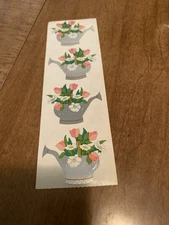 Vtg 1996 Mrs. Grossman's Stickers WATER CAN FLORAL BOUQUET (4) Mods 2" x 1.5"