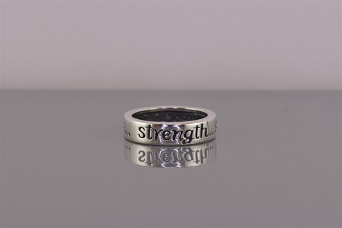MWS Sterling Silver 5mm STRENGTH STRENGTH STRENGTH Thick Band Ring 925 Sz: 8 - Picture 2 of 8