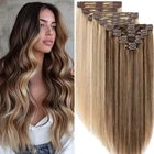 Thick Double Wefted Clip In 100% Human Real Remy Hair Extensions Full Head 170G