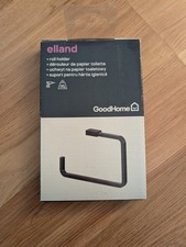 GoodHome Elland Matt Black Wall-mounted Toilet roll holder