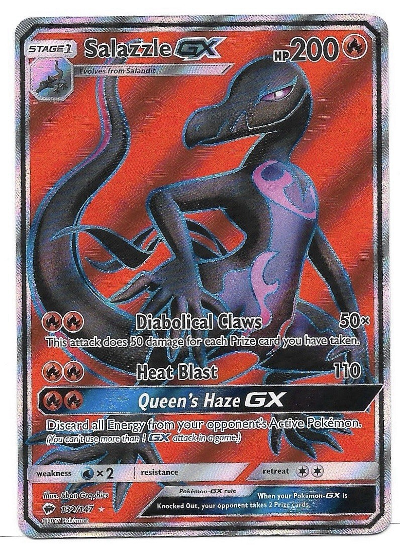 Salazzle GX (Full Art) 132/147 Sm-Burning Shadows Holo Ultra Rare Pokemon TCG NM