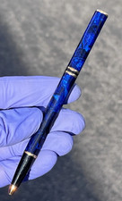 Waterman Laureat II Blue Marble  Gold Tone Trim Ballpoint Pen France