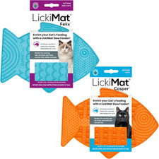 Casper & Felix, Fish-Shaped Cat Slow Feeders Lick Mat, Boredom Anxiety Reducer;