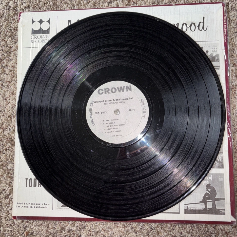The Mexicali Brass Whipped Cream & The Lonely Bull 33 RPM LP Record Crown 1965 - Image 4 of 4