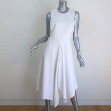Stella McCartney Cutout-Back Asymmetric Midi Dress White Cotton Pique Size 42