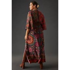 Farm x Anthropologie Mock-Neck Dress Size XXS Multicolor Floral Print Boho Midi