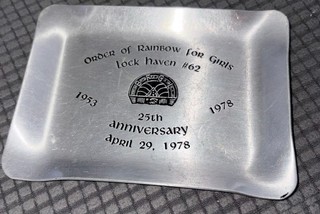 Vintage Masonic Order of RAINBOW for GIRLS LOCK HAVEN PA #62 Trinket Tray 1978