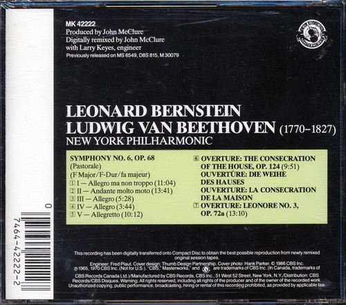 SEALED NEW CD Leonard Bernstein, Beethoven - Symphony No. 6; The Consecration Of - 第 2/2 張圖片