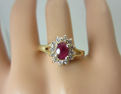 14k Yellow Gold Ruby and Diamond Ring 0.74 ct TW