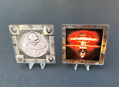 Oakley Collectible Art! LOT OF 2! ELITE 453 XMETAL COIN & OVER THE TOP EXPLOSION