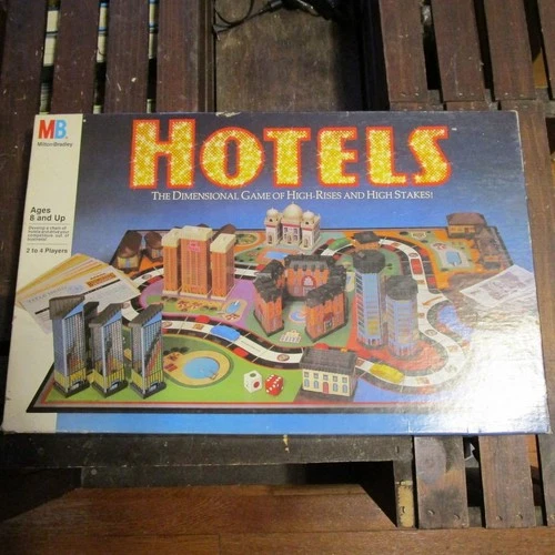 Vintage 1987 Hotels Board Game Milton Bradley Real Estate Game 100% Complete