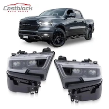 For 2019-2023  Dodge RAM 1500 LED Black Headlight RH LH 68477264AB 68477265AB