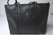 MCM Unisex Medium Toni Monogram Leather Shopper Tote Bag NC3 Black One Size