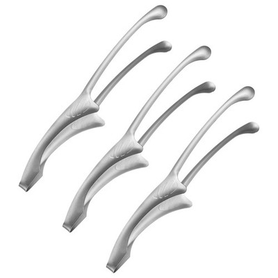 3 Pcs Korean and Japanese BBQ Tongs 11.5 Inch 304 Stainless Steel [Silver]