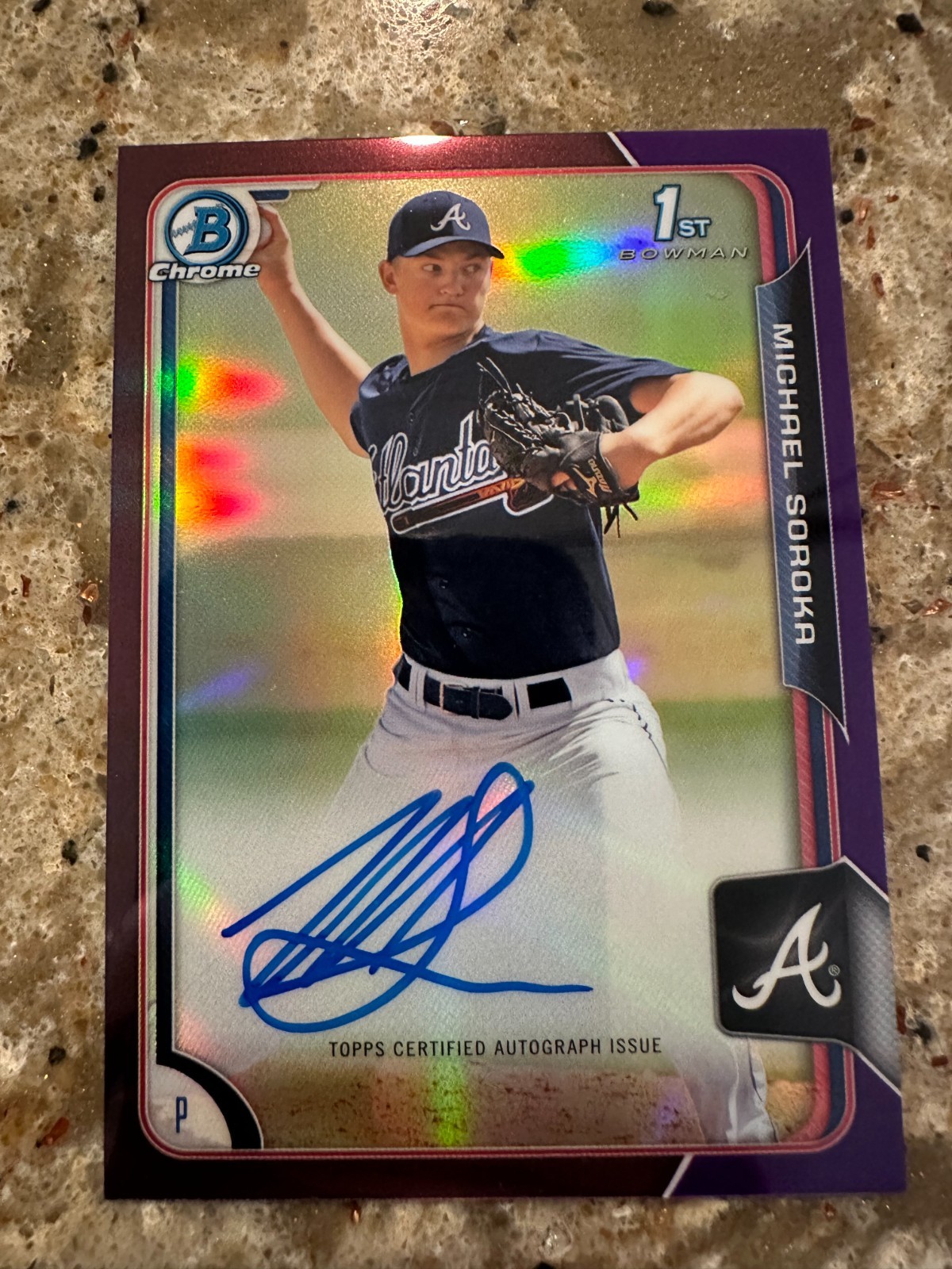 2015 Bowman Draft Chrome Pick Purple Refractor /250 Mike Soroka Michael Auto