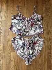 VTG Secret Gold Label Purple Floral Set Size M Cottage Core Coquette Romantic