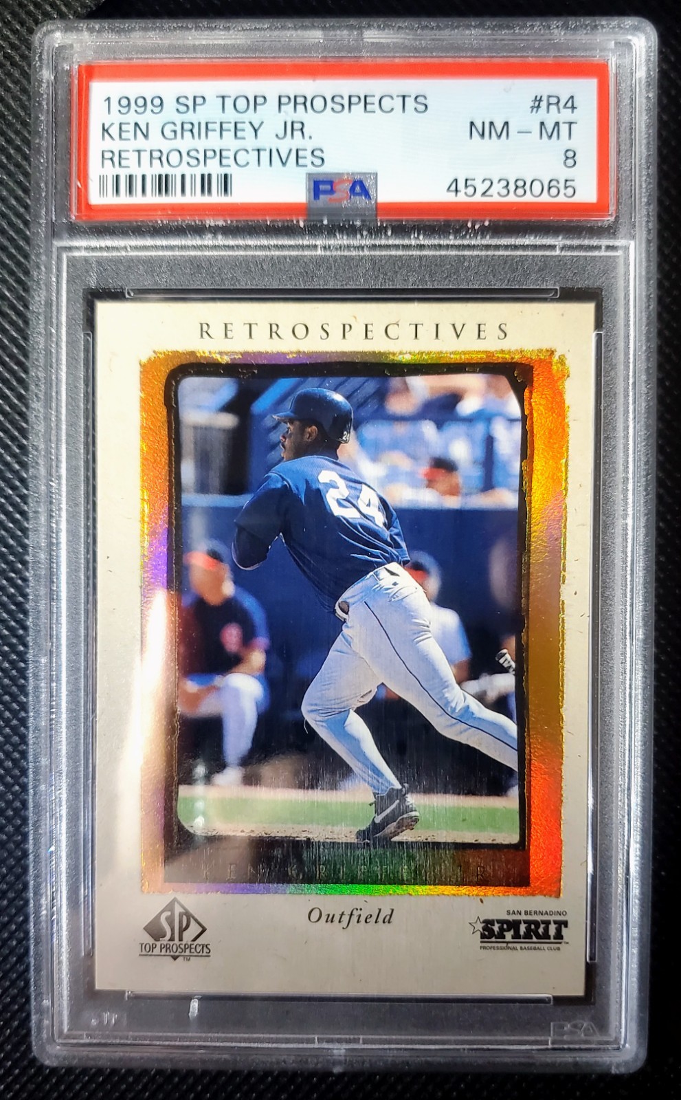 1999 KEN GRIFFEY JR SP Retrospectives #R4 - Rare Gold Holofoil SP NM-MT PSA 8 view 3