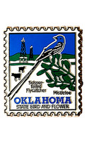 Oklahoma State Bird & Flower Rubber Magnet - Vintage NOS - Free Shipping!