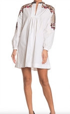 NWT Valentino White Beaded Embroidered Cotton Tunic Dress size 4