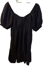 Nine West Babydoll Mini Dress Size M Balloon Sleeves Sweetheart Neckline 