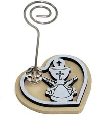 DLM35315 (Kit 6 Pezzi) Portafoto Memo Clip Cuore in Legno e Calice comunione