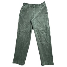 LL Bean Corduroy Pants Womens 16 Green Original Fit Straight Leg Cotton Stretch