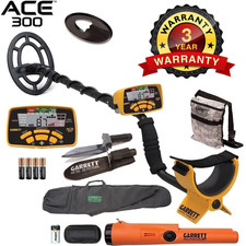 Garrett ACE 300 Metal Detector w/ AT Pinpointer Carry Bag Pouch  Digger Bundle