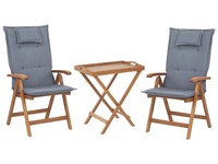 Balkonset Akazienholz Hellbraun Tisch Mit 2 StüHlen Und Auflagen Blau Java