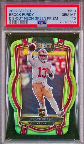 /299 PSA 10 RC Brock Purdy 2022 Select Neon Green Prizm Rookie Die-Cut Holo SSP