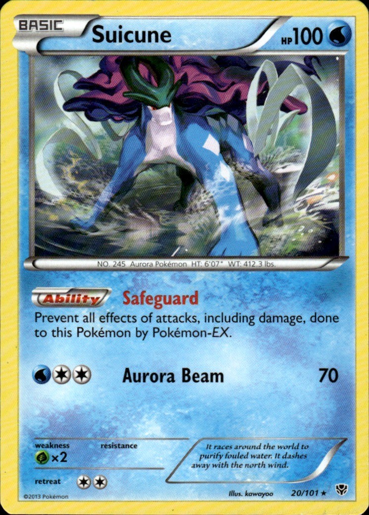 Suicune 20/101 Rare Plasma Blast Pokemon Moderately Played