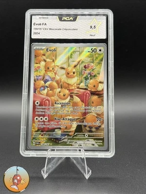 Carte Gradée Pokémon PCA 9,5 Evoli AR 188/167 EV6 Mascarade crépusculaire FR - Photo 1/2