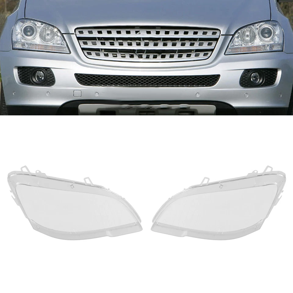 For 2009-2011 Mercedes Benz ML Class W164 Left & Right Headlamp Light Lens Cover Foto 2 de 4