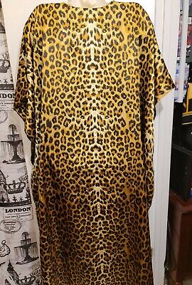 Winlar Women's Moomoo One Size vintage nighty leopard print silky animal  euc b21