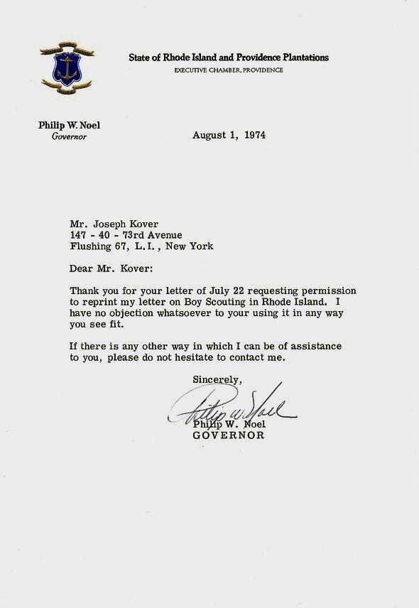 Rhode Island Governor PHILIP NOEL Signed Letters