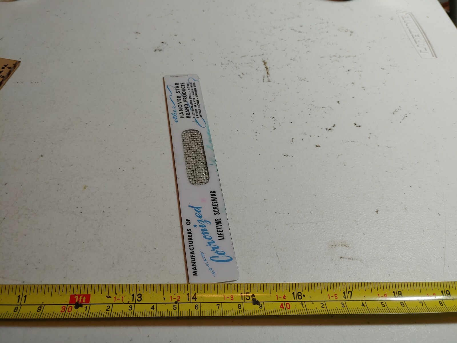 Vtg Hanover PA Wire Cloth Division Continental Copper & Steel Industries Ruler