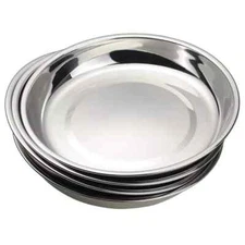 Stainless Steel Dinner Round Plates 4 Pack Food Grade Stainless Steel Plates