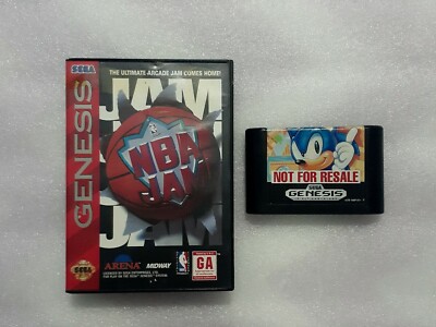 Sega Genesis - NBA Jam Classic Basketball + Rare Sonic the hedgehog not resale 