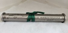 Pewter Baby Christening Certificate Scroll Holder Tube To Engrave / Personalize