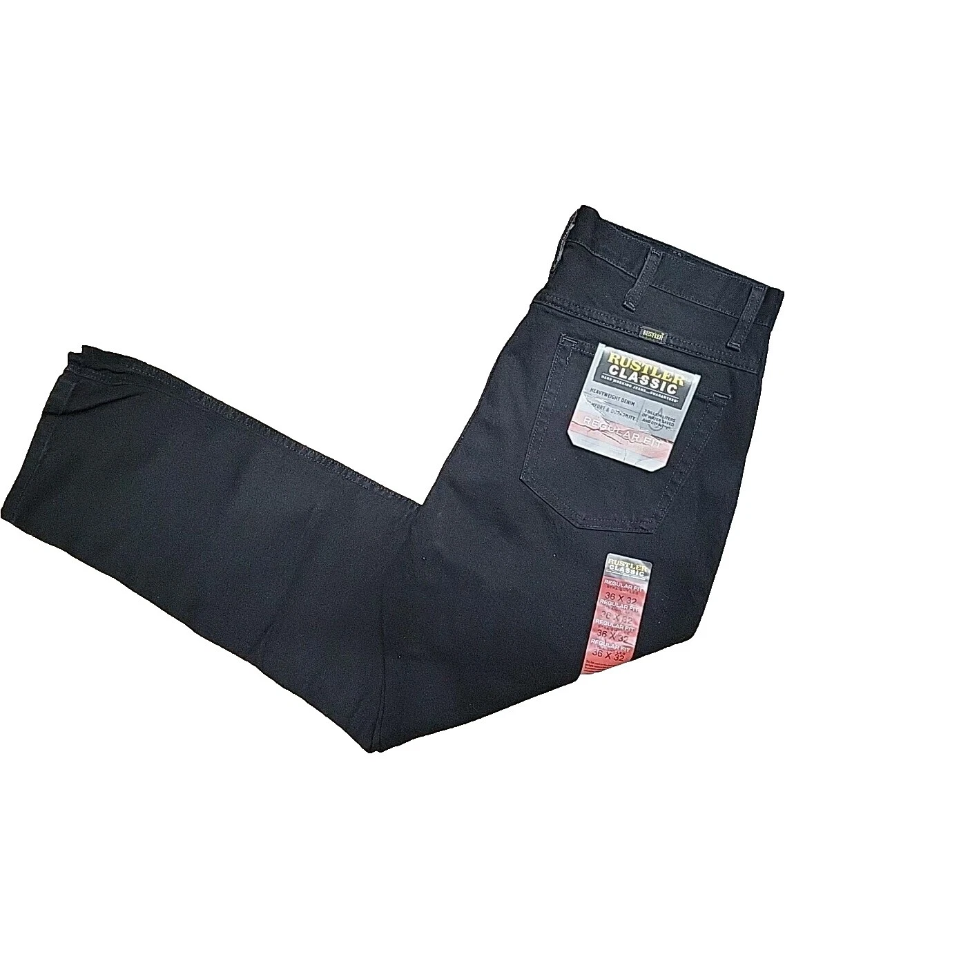 Vaqueros de tamaño regular Rustler Negro para Hombres