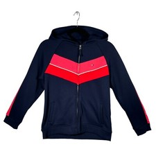 Tommy Hilfiger Youth Girl's Full Zip French Terry Sweater Sz L 14-16 Navy/Pink