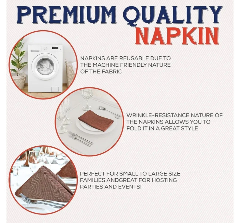 Juego de servilletas de cena de tela Road Trip America 18x18 paquete de 12 algodón marrón blanco Foto 3 de 4