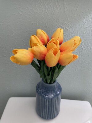 Tulips Real Touch Bunch of 10 Yellow/Orange