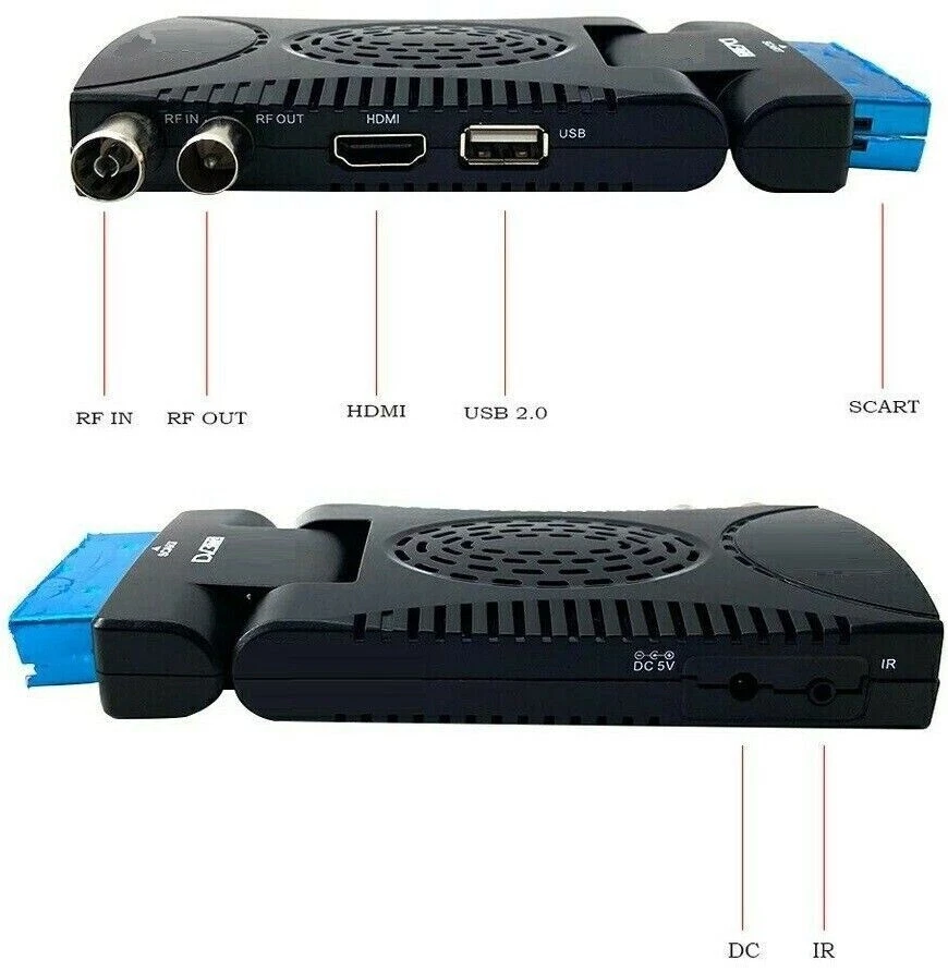 Mini Decoder digitale terrestre TV DVB T3 piega 180° full HD 1080p 1920p scart 3 - Immagine 4 di 4