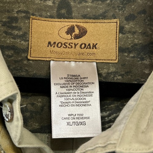 Vintage MOSSY OAK Shirt Mens XL Khaki Camo Hunting Long Sleeve Heavyweight - Picture 4 of 6